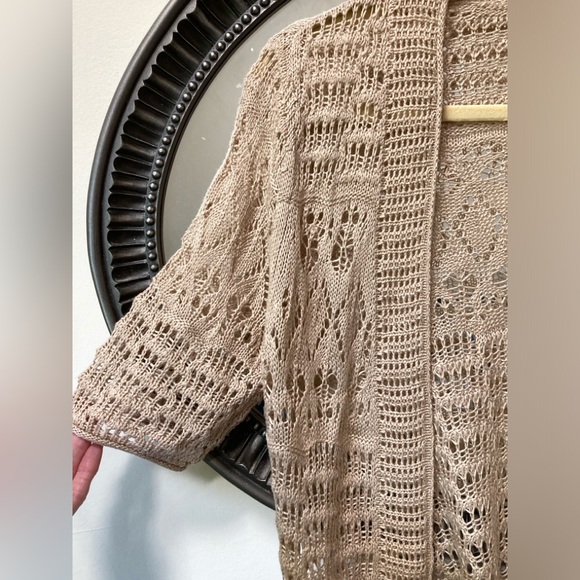 Caslon Sweater Loose Knit Crocheted Open Front Shrug Cardigan Sz Small - Picture 2 of 7